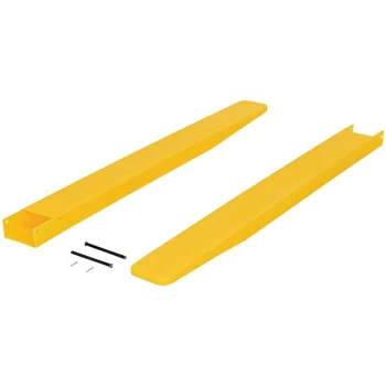 Vestil 50 7/8" x 4 3/4" x 2 3/8" Yellow Polyethylene Fork Blade Protectors for 48" x 4" x 2" Fork Blades F4-48 - 2/Set