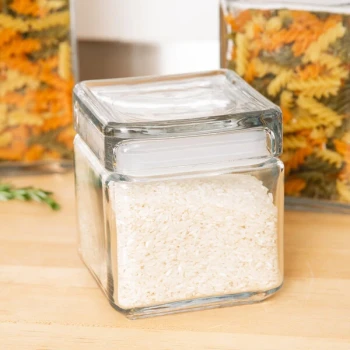 Anchor Hocking 85587R 1 Qt. Clear Stackable Square Glass Jar - 4/Case