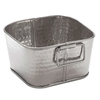 American Metalcraft STH6 6" x 3" Hammered Stainless Steel Square Beverage Tub