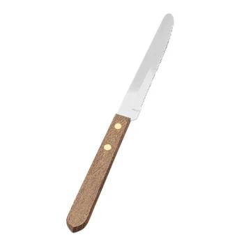 Vollrath 48147 8 5/16" Stainless Steel Steak Knife with Wood Handle - 24/Case