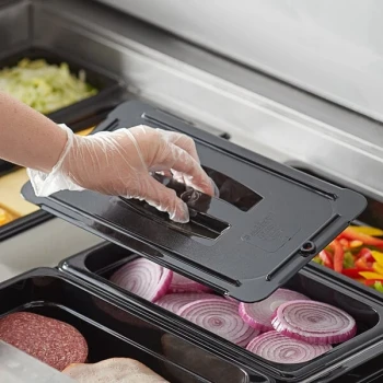 Vigor 1/3 Size Black Polycarbonate Food Pan Lid with Handle