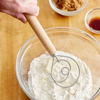 Choice 13" Stainless Steel Danish Dough Whip / Whisk with Wood Handle
