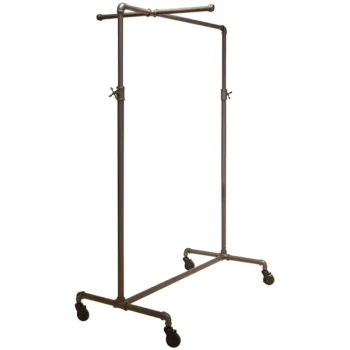 Econoco 41" x 22" x 72" Anthracite Gray Ballet Garment Rack with Crossbar and Adjustable Hangrail