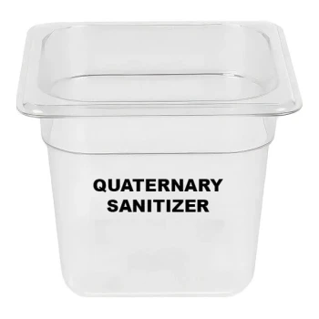 Cambro 2.4 Qt. 1/6 Size 6" Deep Clear Plastic "Quaternary Sanitizer" Sanitizing Pan 250767A
