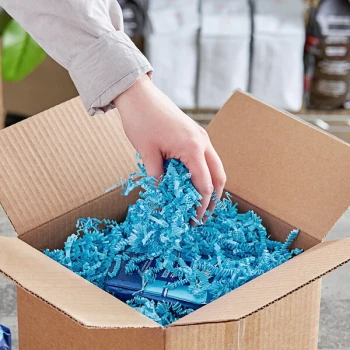 Lavex 10 lb. Crinkle Paper Shred Light Blue