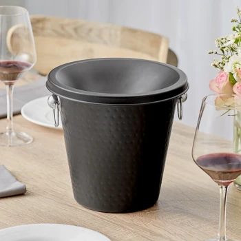 Acopa 4 Qt. Black Hammered Stainless Steel Wine Tasting Spittoon