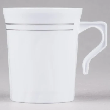 Fineline Silver Splendor 508-WH 8 oz. White Plastic Coffee Mug - 120/Case