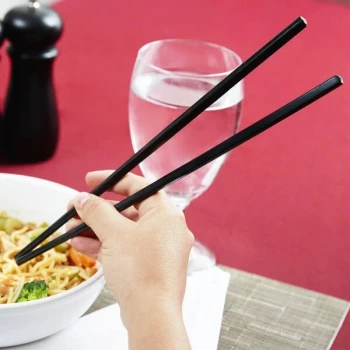Town 51316B 10 1/2" Black Plastic Chopsticks Set - 10/Pack