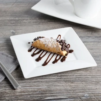 Bon Chef 5000004B Wide Rim 6" White Bone China Square Plate - 36/Case