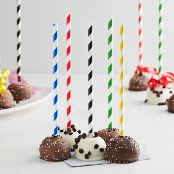 EcoChoice Assorted Stripe Paper Cake Pop Straw 7 3/4" - 4,800/Case