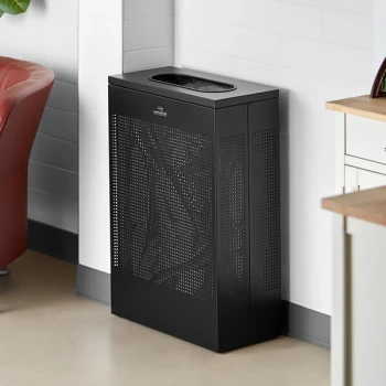 Lancaster Table & Seating 13 Gallon Black Perforated Powder-Coated Metal Rectangular Decorative Trash Can