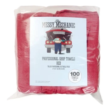 Hospeco Messy Mechanic 13" x 14" Red 100% Cotton Shop Towel Bagged - 600/Case