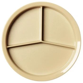 Cambro HK93BCW133 Camwear® Beige Heat Keeper Base 3 Compartment Plate - 12/Case