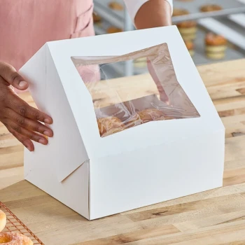 Southern Champion 10 1/4" x 8" x 4" White Auto-Popup Window Donut / Bakery Box - 200/Case