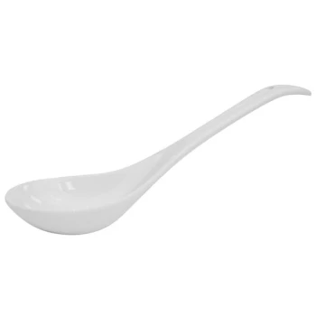 CAC LN-SP10 Lion Head 4 oz. Bright White Porcelain Asian Soup Spoon - 36/Case