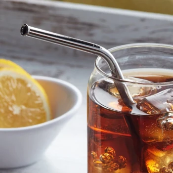 Barfly® M37111 8 1/2" Stainless Steel Reusable Bent Straw with 1/4" Diameter
