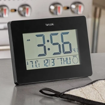 Taylor 5265191 Digital Wall Clock with Thermometer and Calendar