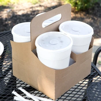 Southern Champion 4 Cup Kraft Pop-Up 44 oz. Drink Carrier - 50/Pack
