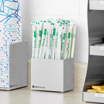 ServSense Stainless Steel Straw Caddy Attachment for Self Service Station Organizers