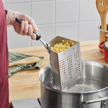 Vollrath Wear-Ever Classic Select 2.5 Qt. Stainless Steel Pasta Basket Inset with Black Silicone Handle for Stock Pots 682112B