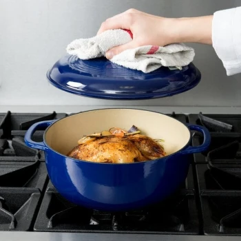 Lodge EC6D32 6 Qt. Indigo Enameled Cast Iron Dutch Oven