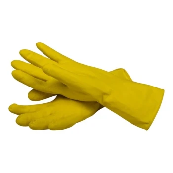 San Jamar 620-L Latex Yellow 18 Mil Glove with Flock Lining - Large - Pair - 12/Pack