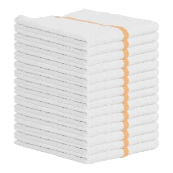 Hospeco Qwick Wick 16" x 19" 30 oz. Gold-Striped Terry Cloth Bar Towel - 60/Case