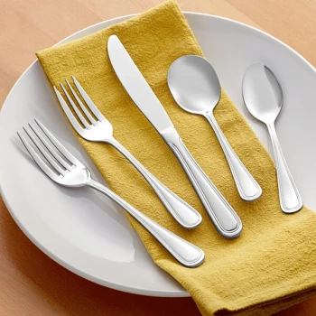 Acopa Edgewood 18/0 Stainless Steel Heavy Weight Flatware 5-Piece Set - Sample