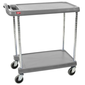 Metro myCart MY1627-24G Gray Utility Cart with Two Shelves and Chrome Posts - 18" x 32"