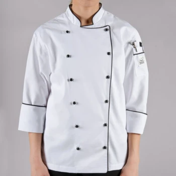 Chef Revival Corporate LJ044 Ladies White Customizable Executive Long Sleeve Coat with Black Piping - S