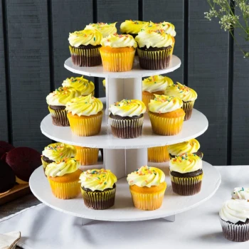 Enjay CS-WHITE 3-Tier Disposable White Cupcake Treat Stand - 6/Case