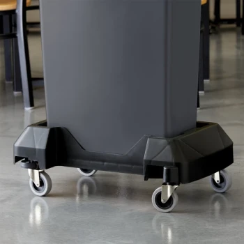 Lavex Black Trainable Slim Trash Can Dolly
