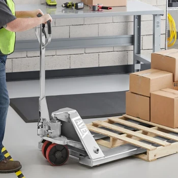 Lavex 27" x 48" Stainless Steel Manual Pallet Jack - 4,400 lb. Capacity