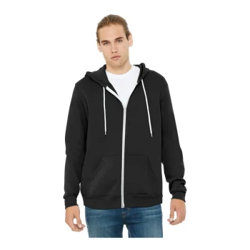 Bella + Canvas BC3739 Unisex Customizable Black Sponge Fleece Full-Zip Hoodie Sweatshirt - Combed Ring-Spun Cotton / Poly Blend - 3X