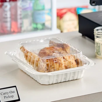Pactiv MealMaster 14" x 10 1/2" x 4" Large White Chicken Barn - 50/Case