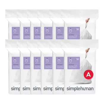 simplehuman CW0250MC 1.2 Gallon 13 Micron 15 11/16" x 11 3/8" Code A White Custom Fit Trash Can Liner - 360/Case