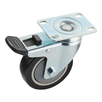 Lavex 4 inch x 1 1/4 inch Swivel Plate Caster with Brake for Lavex Cube Trucks