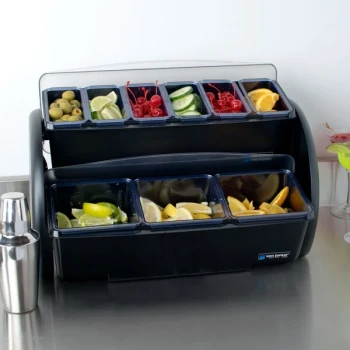 San Jamar BDS4266 Dome Stacker Mini Dome 9-Compartment Two Tier Condiment Bar