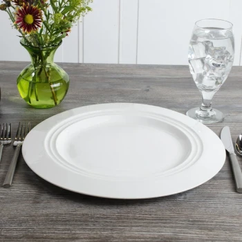 Bon Chef 1000017P Concentrics 12 7/8" White Porcelain Charger Plate   - 8/Pack