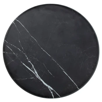 American Metalcraft MB171 17 1/4" x 1 1/8" Round Melamine Serving Board - Faux Black Marble