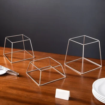 Acopa Square Stainless Steel Metal 3-Piece Display Stand Set