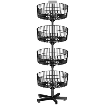26" x 69" 4-Tier Spinner Display with Round Wire Baskets