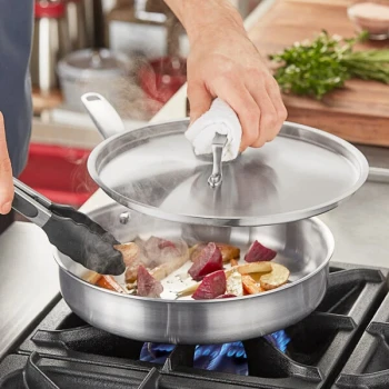 Vigor SS3 Series 3 Qt. Tri-Ply Stainless Steel Saute Pan with Cover