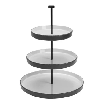American Metalcraft Lift 17 1/2" 3-Tier Black and White Speckled Melamine Display Stand