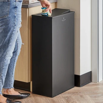 Lancaster Table & Seating 13.5 Gallon Black Steel Rectangular Decorative Trash Can with Swivel Lid