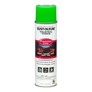 Rust-Oleum Industrial Choice M1800 17 oz. Fluorescent Green Water-Based Precision Line Marking Paint 203032 - 12/Case