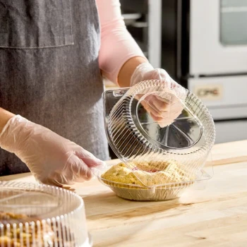 Inline Plastics SureLock 6" Clear Plastic Hinged Pie Container with High Dome Lid - 300/Case