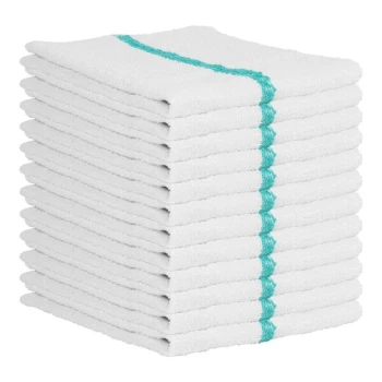 Hospeco Qwick Wick 16" x 19" 30 oz. Green-Striped Terry Cloth Bar Towel - 60/Case