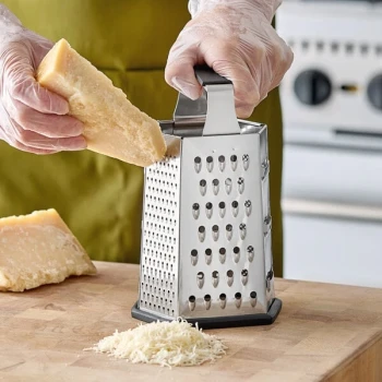Choice 9 1/2" 6-Sided Stainless Steel Box Grater with Soft Grip