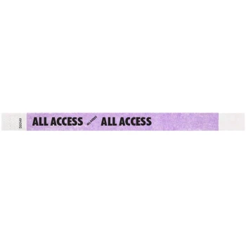 Carnival King Light Purple "ALL ACCESS" Disposable Wristband 3/4" x 10" - 500/Bag